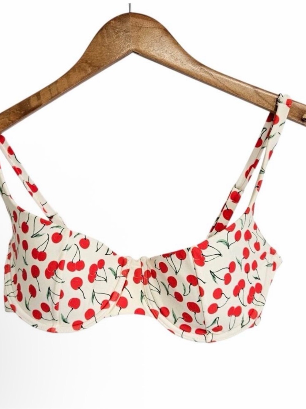 Good American Cherry Print Balconette Underwire Bikini Top Size medium